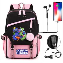 Adult Unisex Lightweight Cartoon Hug Friends Backpack Laptop Bags Kids Schoolbags with USB Charging Port