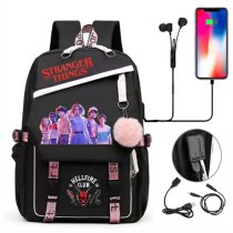 Adult Unisex Lightweight Stranger Club Backpack Laptop Bags Kids Schoolbags with USB Charging Port