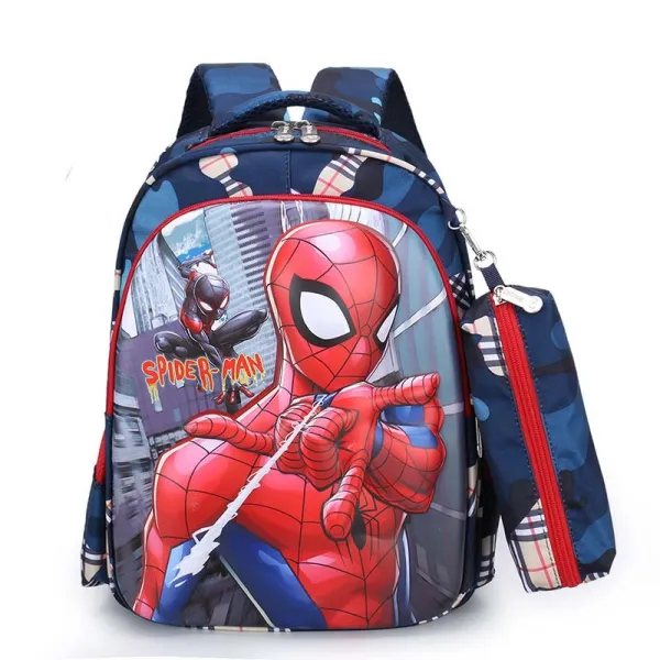 Toddler Kids Fashion Schoolbag Cartoon Spider Primary School Backbags with Stationery Bag