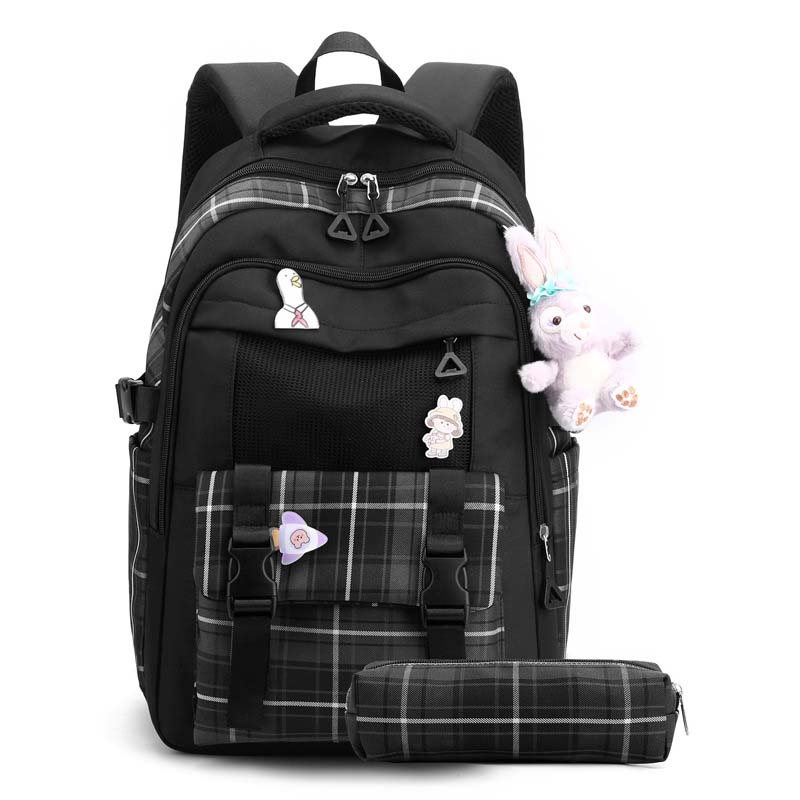Toddler Kids Fashion Schoolbag Cute Cartoon Primary School Backpacks with Stationery Bag and Doll Pendant