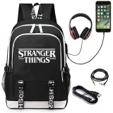 Adult Unisex Lightweight Stranger Light Strings Backpack Laptop Bags Kids Schoolbags with USB Charging Port