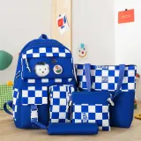 Adult Unisex Casual Lattice Backpack with Canvas Bucket Bag and Pen Pouch Schoolbags