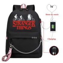 Adult Unisex Lightweight Stranger Friends Backpack Laptop Bags Kids Schoolbags with USB Charging Port