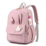 Toddler Kids Fashion Schoolbag Cute Cartoon Primary School Backpacks with Bunny Pendant