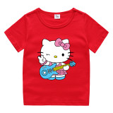 Toddler Kids Girl Cartoon Tops Pink Guitar Cat T-shirts