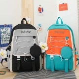 Adult Unisex Casual Backpack with Canvas Bucket Bag and Pen Pouch Schoolbags