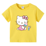 Toddler Kids Girl Cartoon Tops Pink Icecream Cat T-shirts