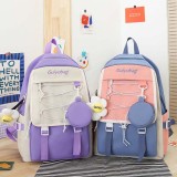 Adult Unisex Casual Backpack with Canvas Bucket Bag and Pen Pouch Schoolbags