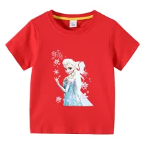 Toddler Kids Girl Cartoon Tops Princess Snowflake T-shirts