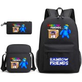 Toddler Kids Fashion Schoolbag Cartoon Rainbow Primary School Backbags with Cross Bag and Stationery Bag