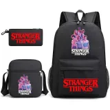 Adult Unisex Lightweight Casual Sports Stranger Friends Backpack with Cross Bag and Stationery Bag