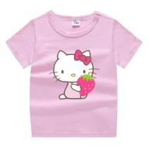 Toddler Kids Girl Cartoon Tops Strawberry Cat T-shirts