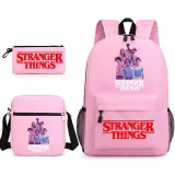 Adult Unisex Lightweight Casual Sports Stranger Friends Backpack with Cross Bag and Stationery Bag