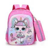 Toddler Kids Fashion Schoolbag Cartoon Ponytail Girl Primary School Backpacks with Stationery Bag