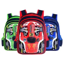Toddler Kids Fashion Schoolbag Cartoon Racing Cars Primary School Backpacks