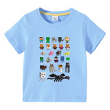 Toddler Kids Boy Cartoon Blocks Character Cotton T-shirts