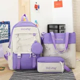 Adult Unisex Casual Backpack with Canvas Bucket Bag and Pen Pouch Schoolbags