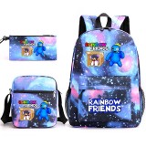 Toddler Kids Fashion Schoolbag Starry Night Cartoon Rainbow Primary School Backbags with Cross Bag and Stationery Bag