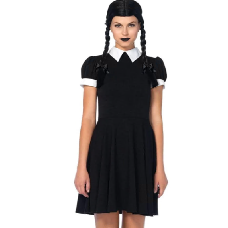 Toddler Girls Wednesday Halloween Cosplay Black Midi Dress