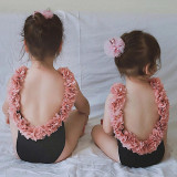 Mommy and Me Swimsuit Backless Flower Swimsuit