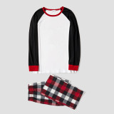 Christmas Matching Family Pajamas Black White Tops Red Black Plaid Pants Personalized Custom Design Christmas Pajamas Set With Dog Cloth