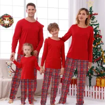 Christmas Matching Family Pajamas Red Plaids Personalized Custom Design Christmas Pajamas Set With Dog Cloth