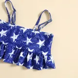 Toddler Kids Girl Two Pieces Swimwear Independence Day National Flag Prints Sling Swimsuit