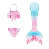 Toddler Girls 3 Pieces Swimwear Mermaid Halter Bikini Swimsuit