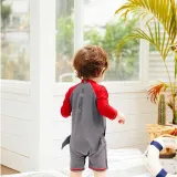 Toddler Kids Boy One Piece Swimwear Cartoon Shark Sun Protection Swimsuit