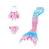 Toddler Girls 3 Pieces Swimwear Mermaid Halter Bikini Swimsuit