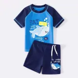 Toddler Kids Boy Two Pieces Swimwear Cartoon Fat Guy Shark Swimsuit