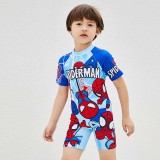 Toddler Kids Boy One Piece Swimwear Cartoon Spider Swimsuit with Swim Cap