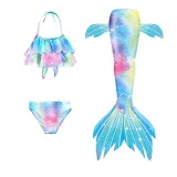 Toddler Girls 3 Pieces Swimwear Mermaid Halter Bikini Swimsuit