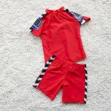 Toddler Kids Boy Two Pieces Swimwear Cartoon Racing Cars Swimsuit with Swim Cap