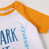 Toddler Kids Boy Two Pieces Swimwear Cartoon Shark Bait Swimsuit with Swim Cap