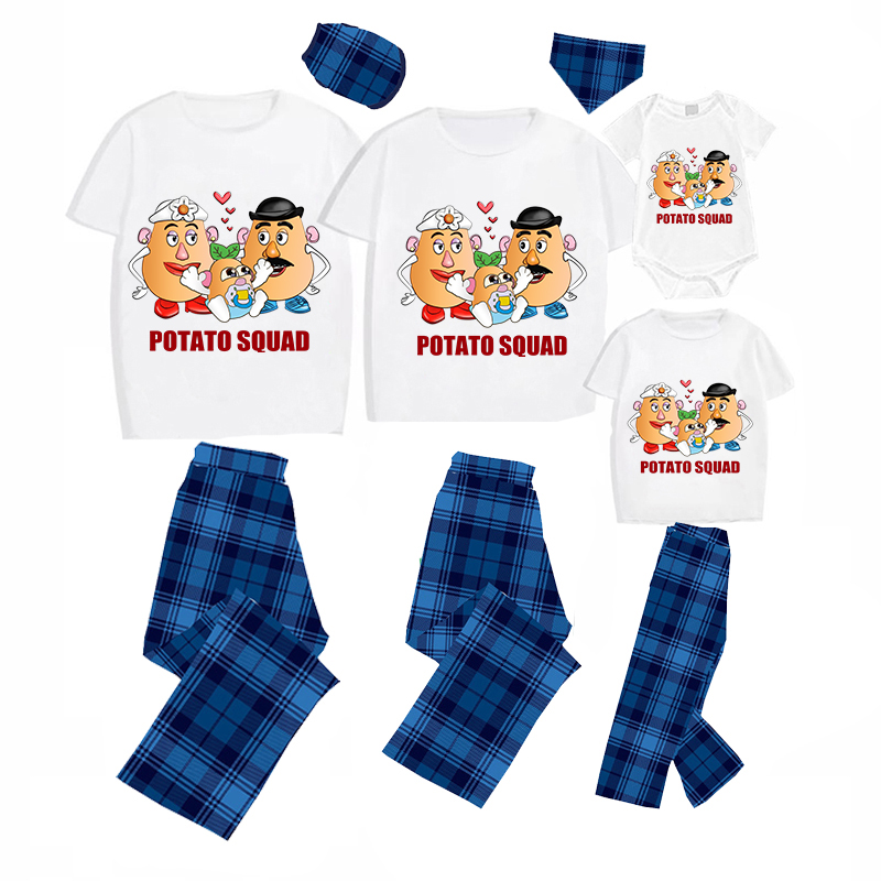 Family Matching Pajamas Exclusive Design Is Potato Family White Pajamas Set