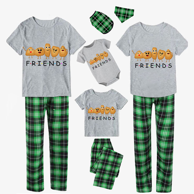 Family Matching Pajamas Exclusive Design Is Potato Friends Gray Pajamas Set