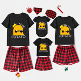 Family Matching Pajamas Exclusive Design Is Potato King And Queen Black Red Plaids Pajamas Set