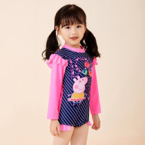 Toddler Girls One Piece Swimwear Long Sleeve Lovely Day Pig Prints Swimsuit