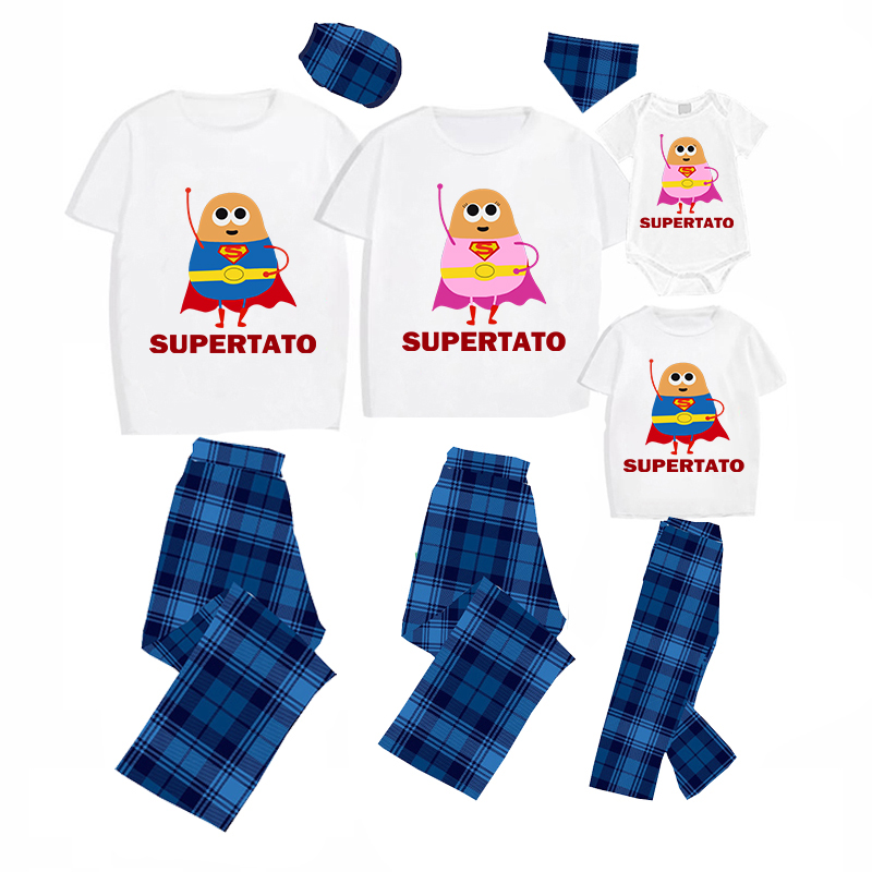 Family Matching Pajamas Exclusive Design Is Potato Super Potato White Pajamas Set