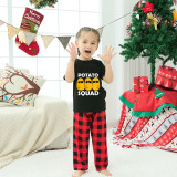 Family Matching Pajamas Exclusive Design Is Potato Squad Black Red Plaids Pajamas Set