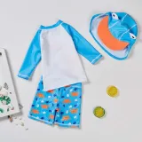 Toddler Kids Two Pieces Swimwear Crab Fish Swimsuit Surfwear with Sun Hat