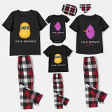 Family Matching Pajamas Exclusive Design Is Potato I Am A Potato Black Pajamas Set