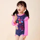 Toddler Girls One Piece Swimwear Long Sleeve Lovely Day Pig Prints Swimsuit