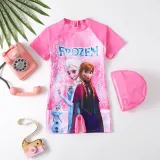 Toddler Girls One Piece Swimwear Princess Snowman Swimsuit with Swim Cap