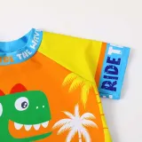 Toddler Kids Boy Two Pieces Swimwear Cartoon Surfing Dinosaurs Swimsuit with Swim Cap