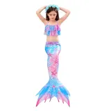 Toddler Girls 3 Pieces Swimwear Mermaid Halter Bikini Swimsuit