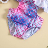 Toddler Girls One Piece Swimwear Fish Scale One Shoulder Swimsuit