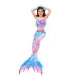 Toddler Girls 3 Pieces Swimwear Mermaid Halter Bikini Swimsuit