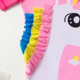 Toddler Girls Two Pieces Swimwear Unicorn Prints Skirt Swimsuit with Swim Cap